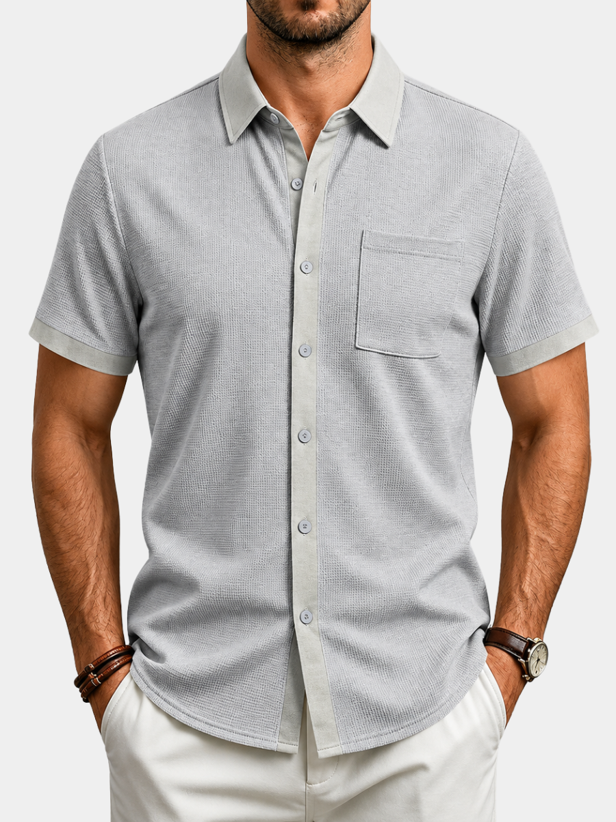 Chemise texturée boutonnée avec poche poitrine