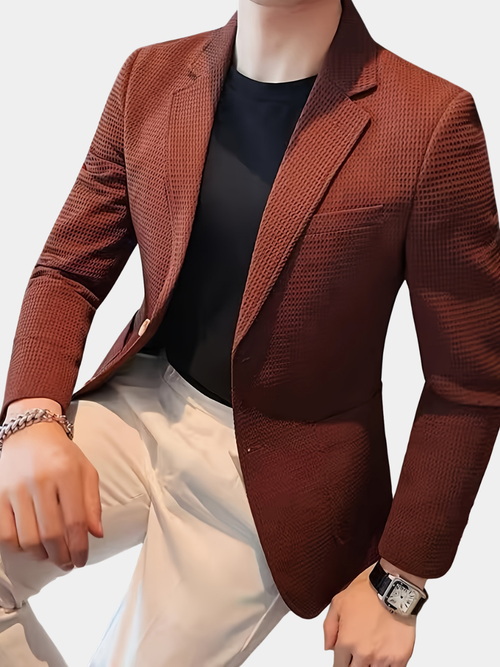 Blazer en maille texturée col à revers