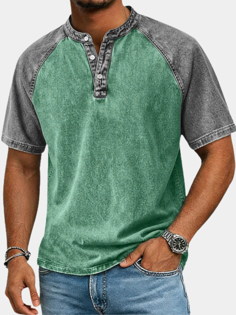 T-shirt bicolore à finition délavée