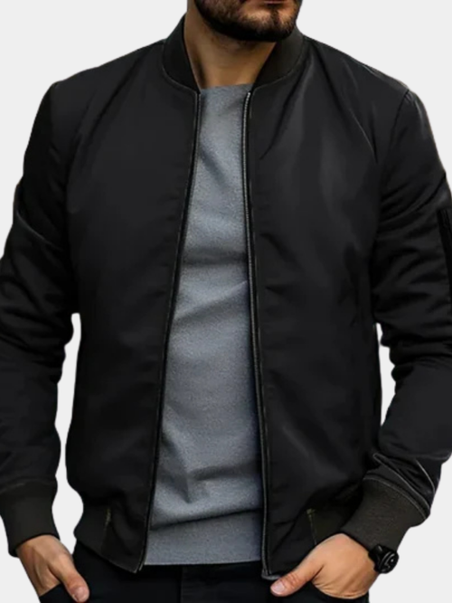 Blouson bomber zippé bords côtelés