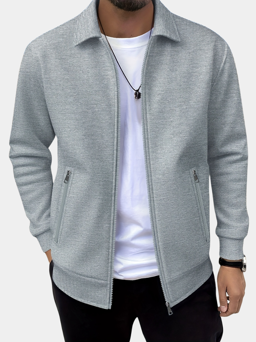 Veste zippée unie à col à revers