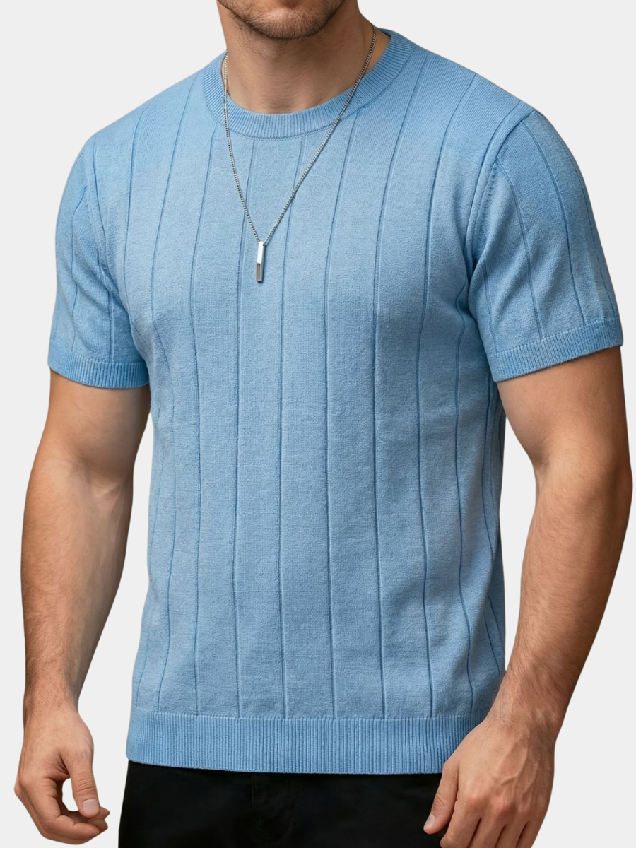 T-shirt rayé en maille côtelée