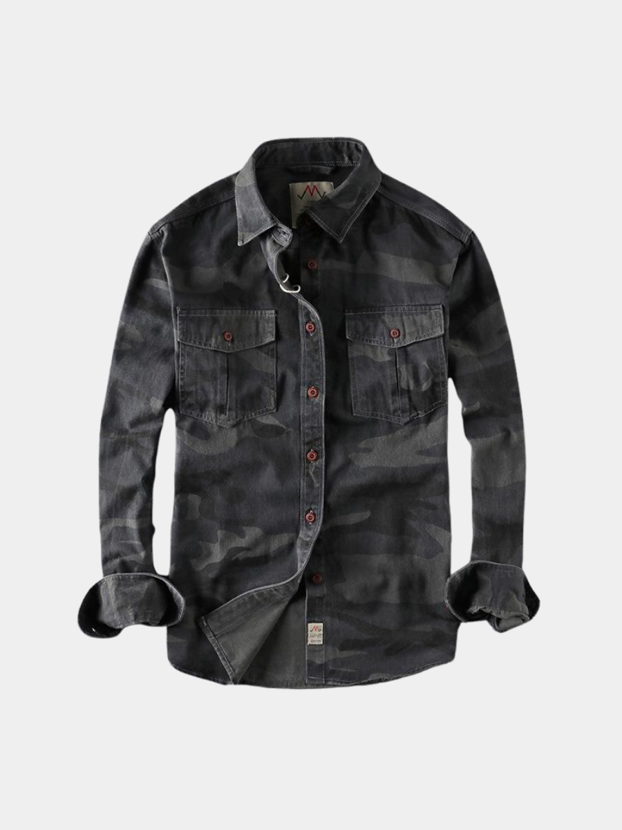 Chemise à motif camouflage poches poitrine