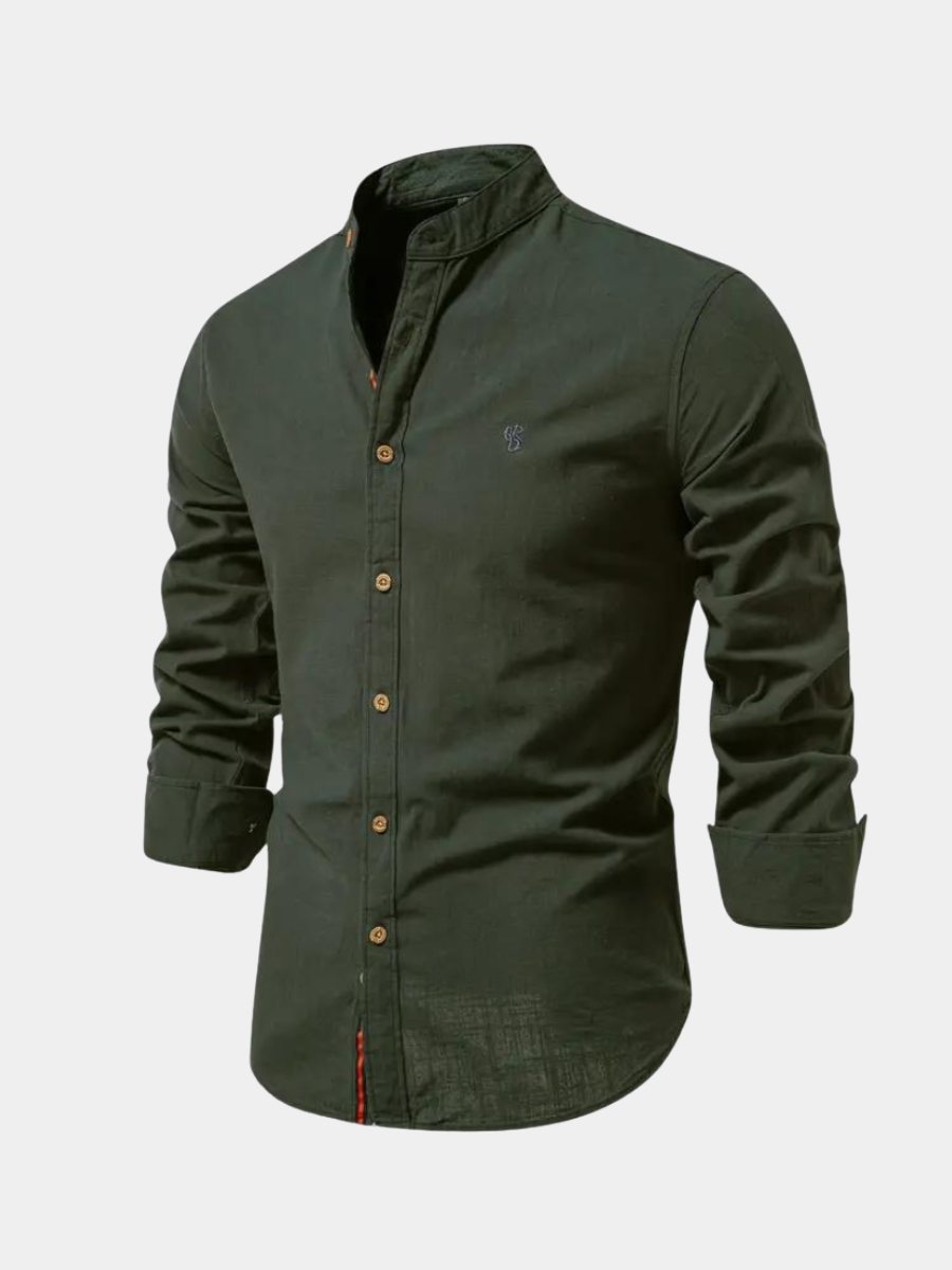 Chemise unie à col officier