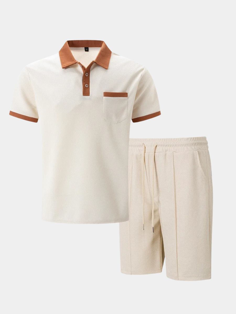 Ensemble polo col contrasté et short