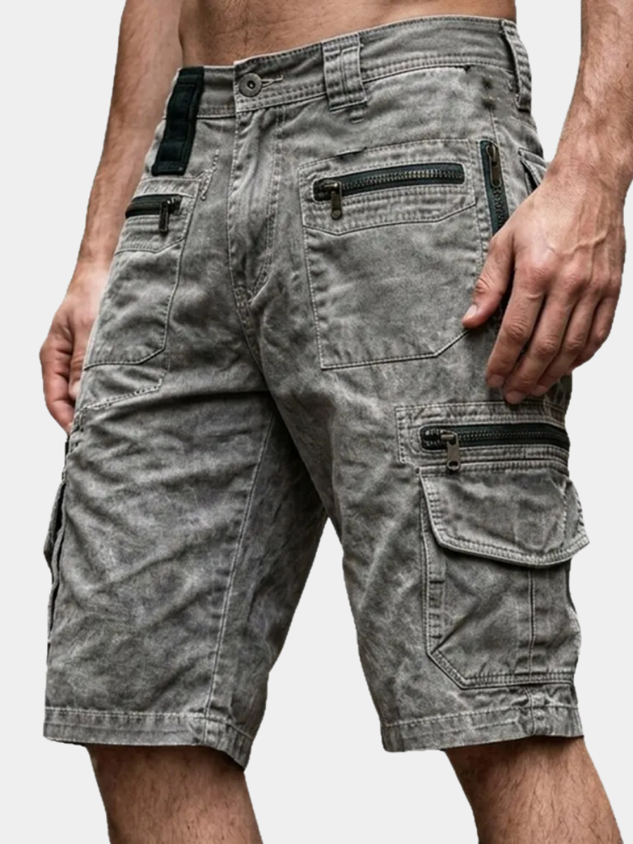 Short cargo aspect délavé à poches zippées