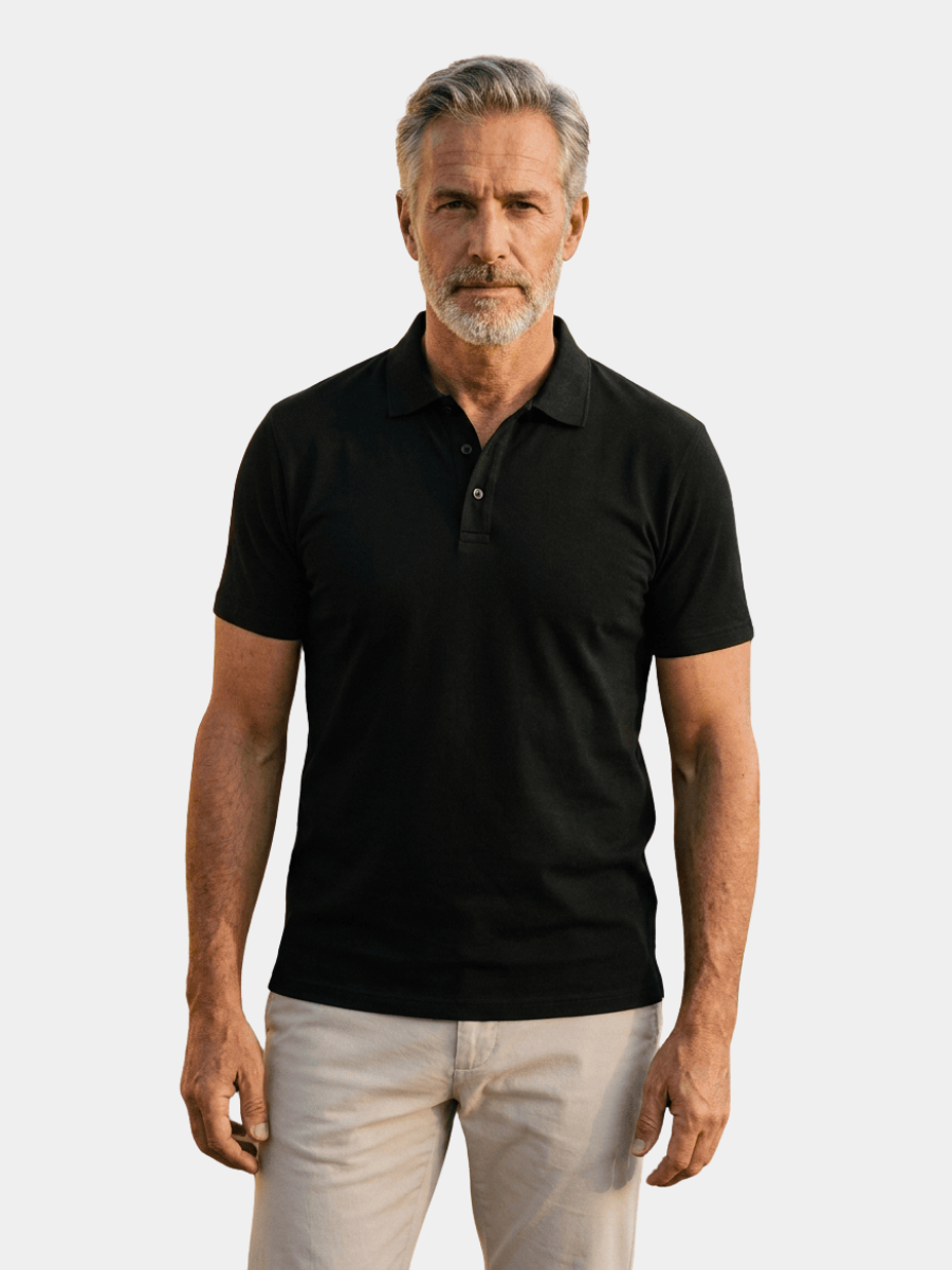 Polo extensible à patte deux boutons