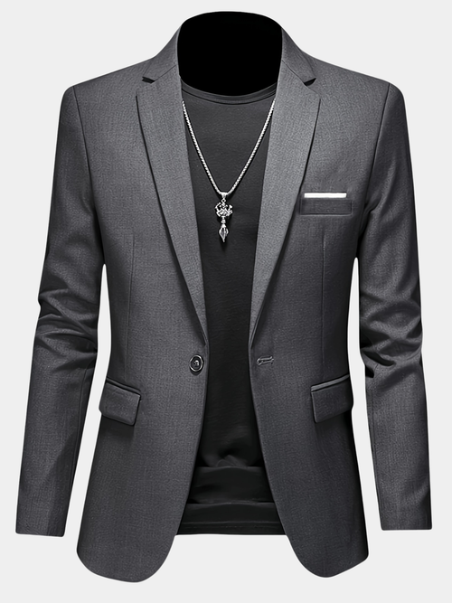 Blazer uni coupe ajustée à col revers