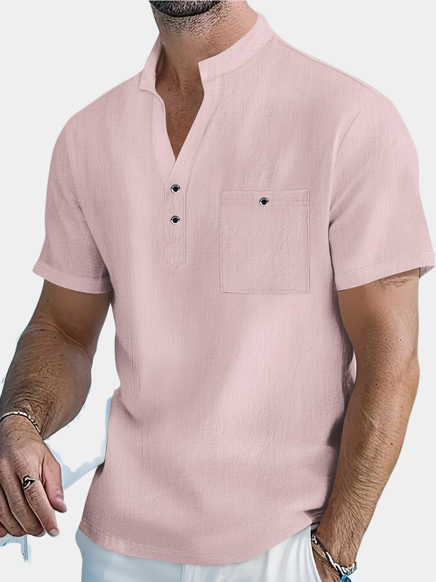 Chemise col mao avec poche poitrine
