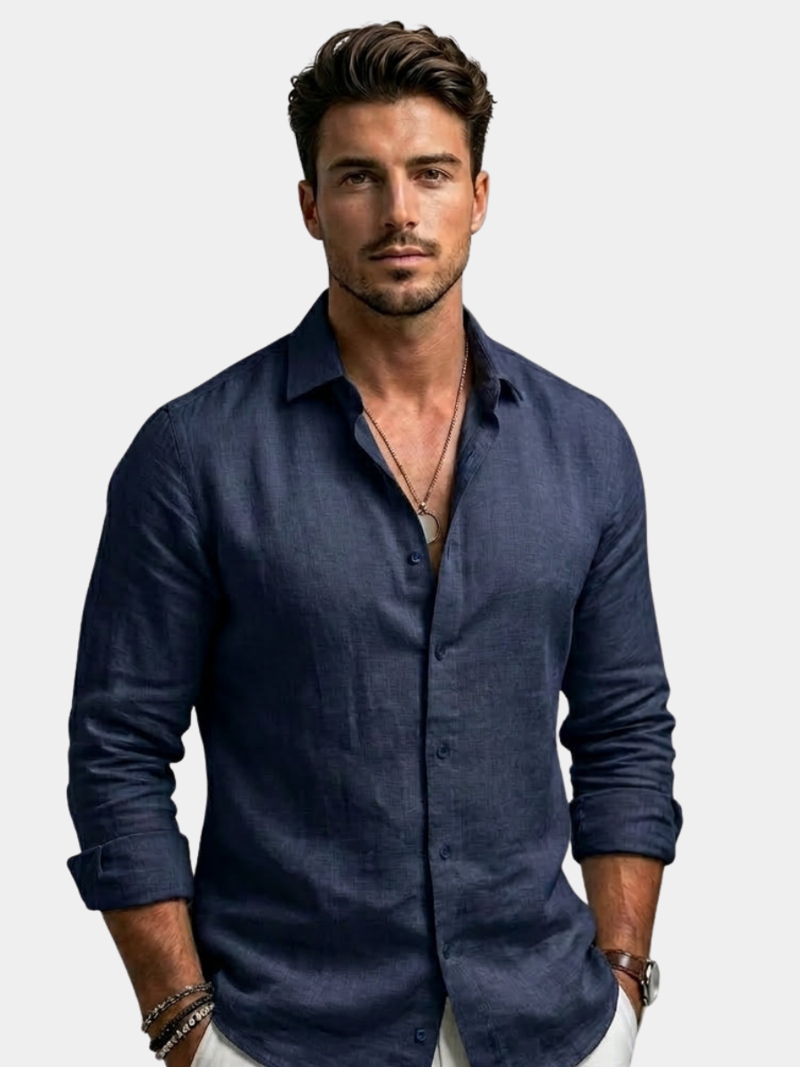 Chemise unie manches longues col classique
