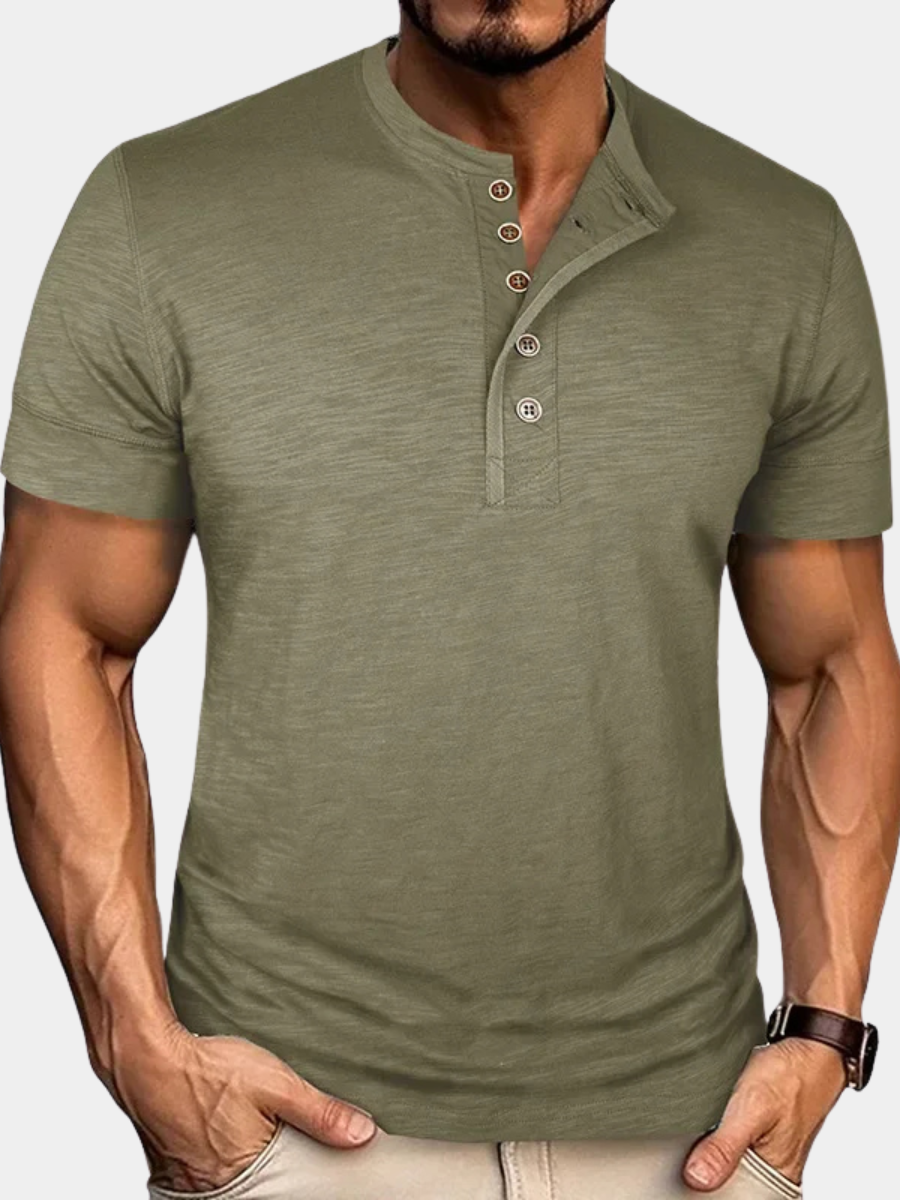 T-shirt col tunisien boutonné