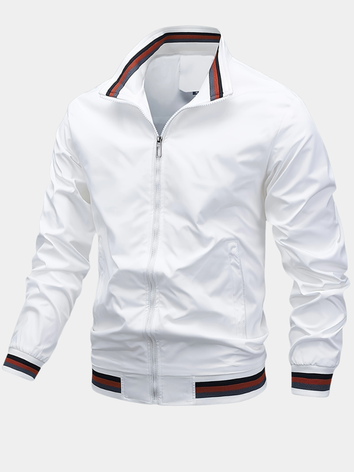 Blouson bomber zippé à liserés rayés