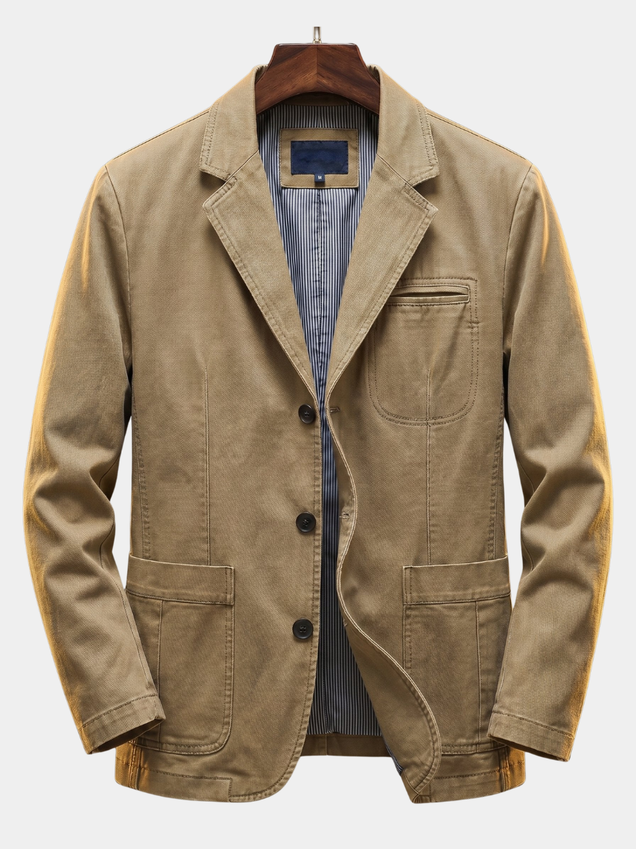 Blazer en toile délavée trois boutons