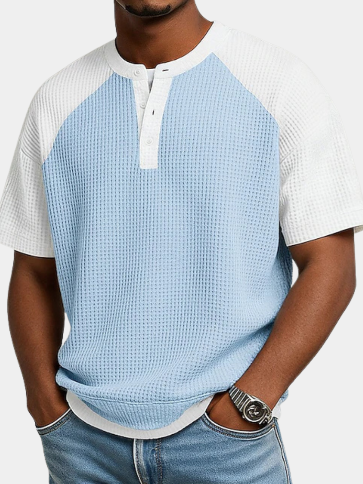 Polo en maille gaufrée texturée