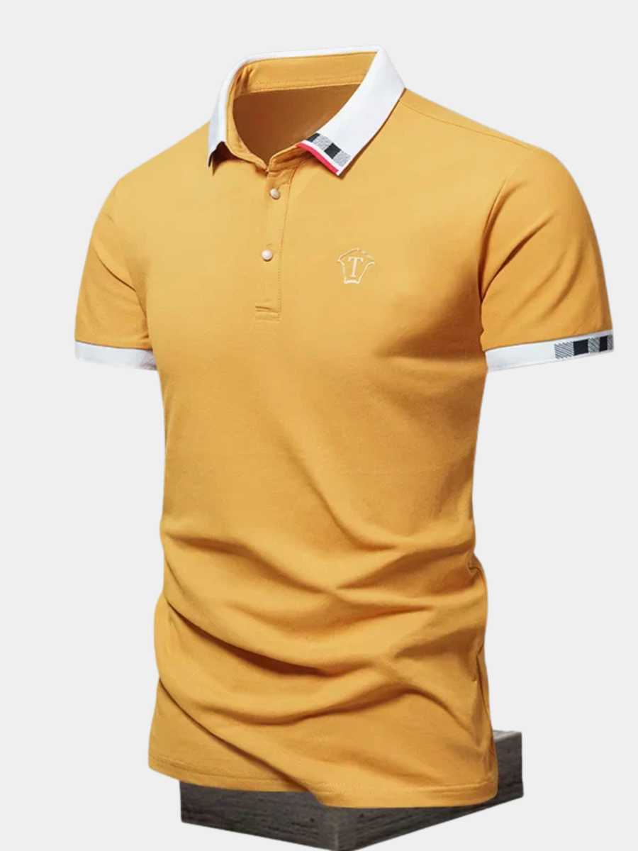 Polo manches courtes col à bande tricolore