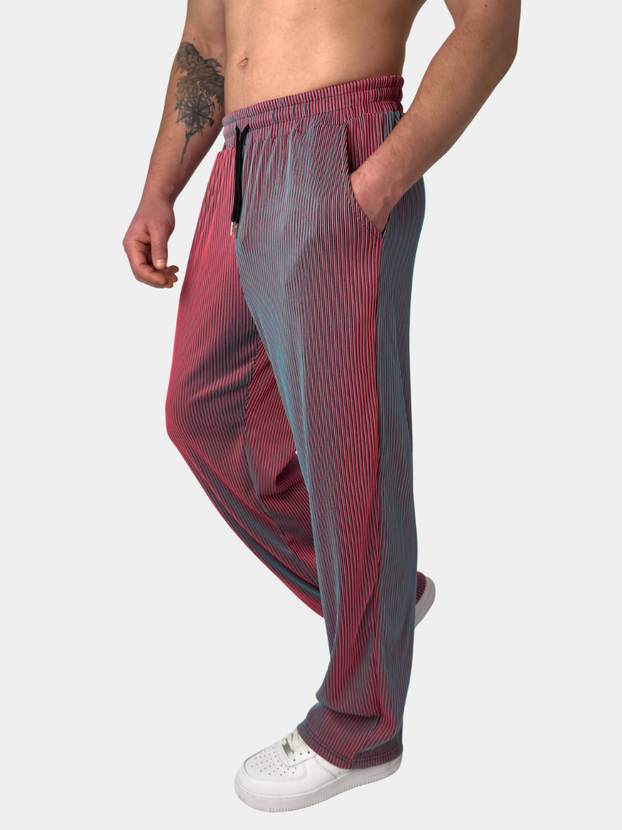 Pantalon droit à micro-rayures et cordon