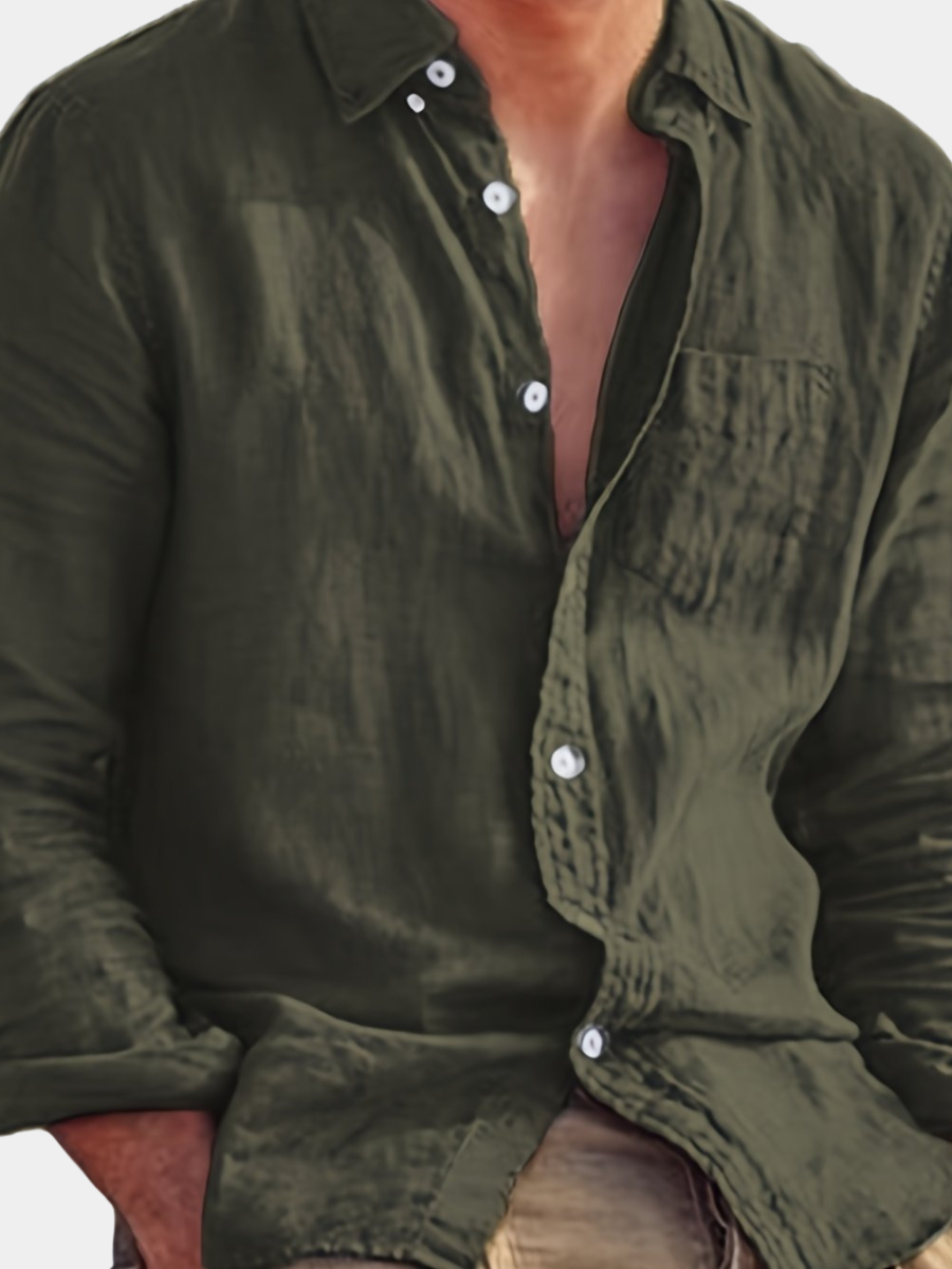 Chemise unie à col classique boutonnée