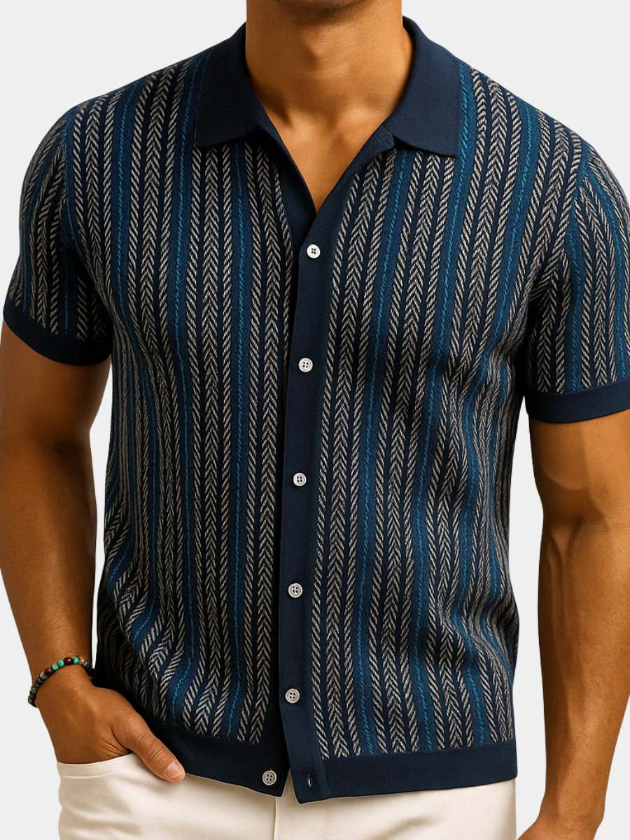 Chemise manches courtes à motif chevron