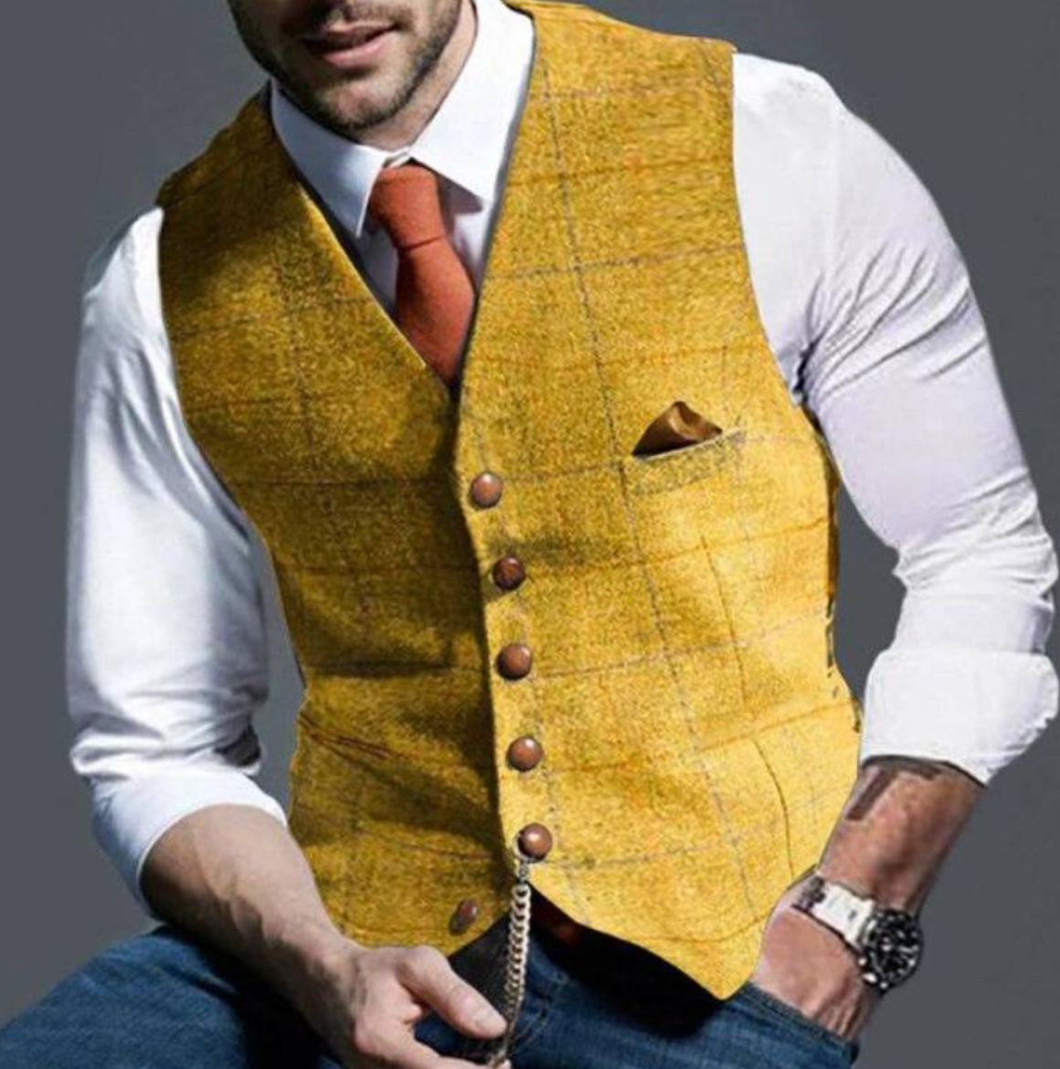 Gilet de costume élégant coupe ajustée col V pour tenue habillée raffinée homme – Morgat