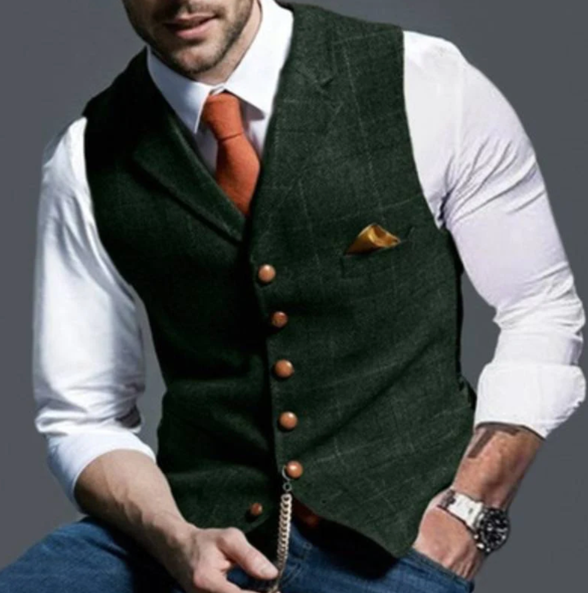 Gilet de costume élégant coupe ajustée col V pour tenue habillée raffinée homme – Morgat