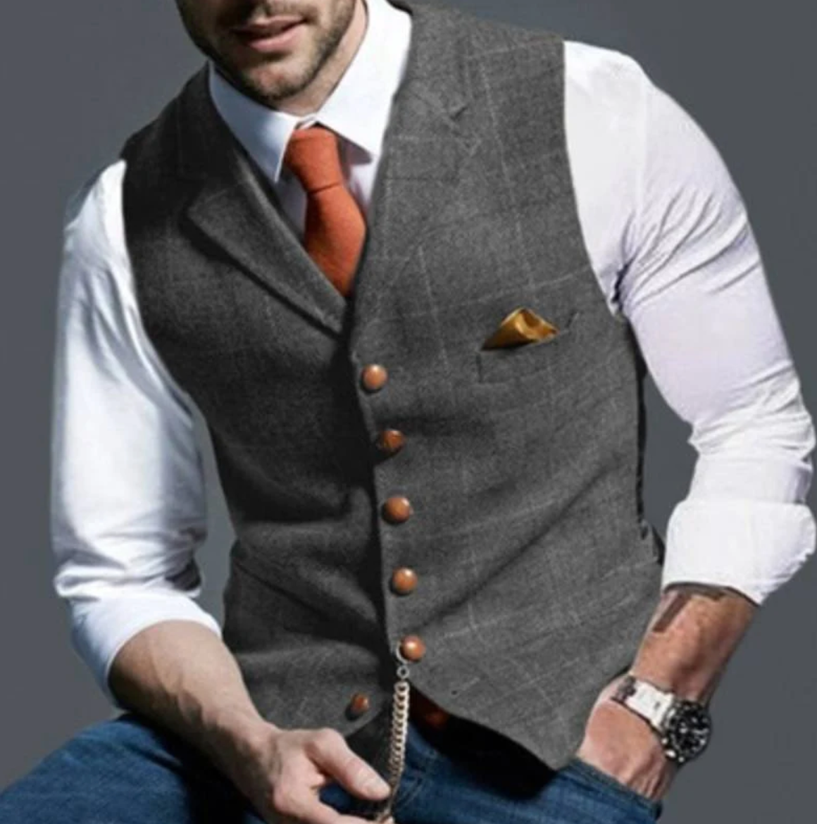 Gilet de costume élégant coupe ajustée col V pour tenue habillée raffinée homme – Morgat