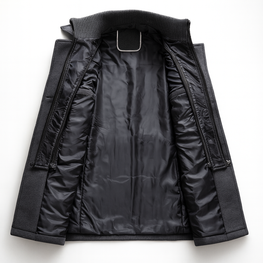 Manteau mi-long aspect lainage à col montant