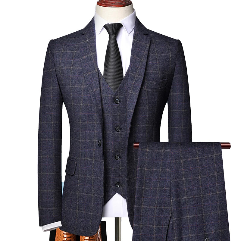 Costume trois pièces à carreaux au chic discret homme – Jausiers