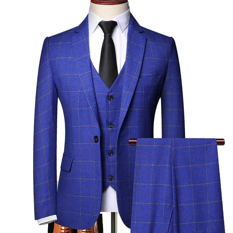 Costume trois pièces à carreaux au chic discret homme – Jausiers