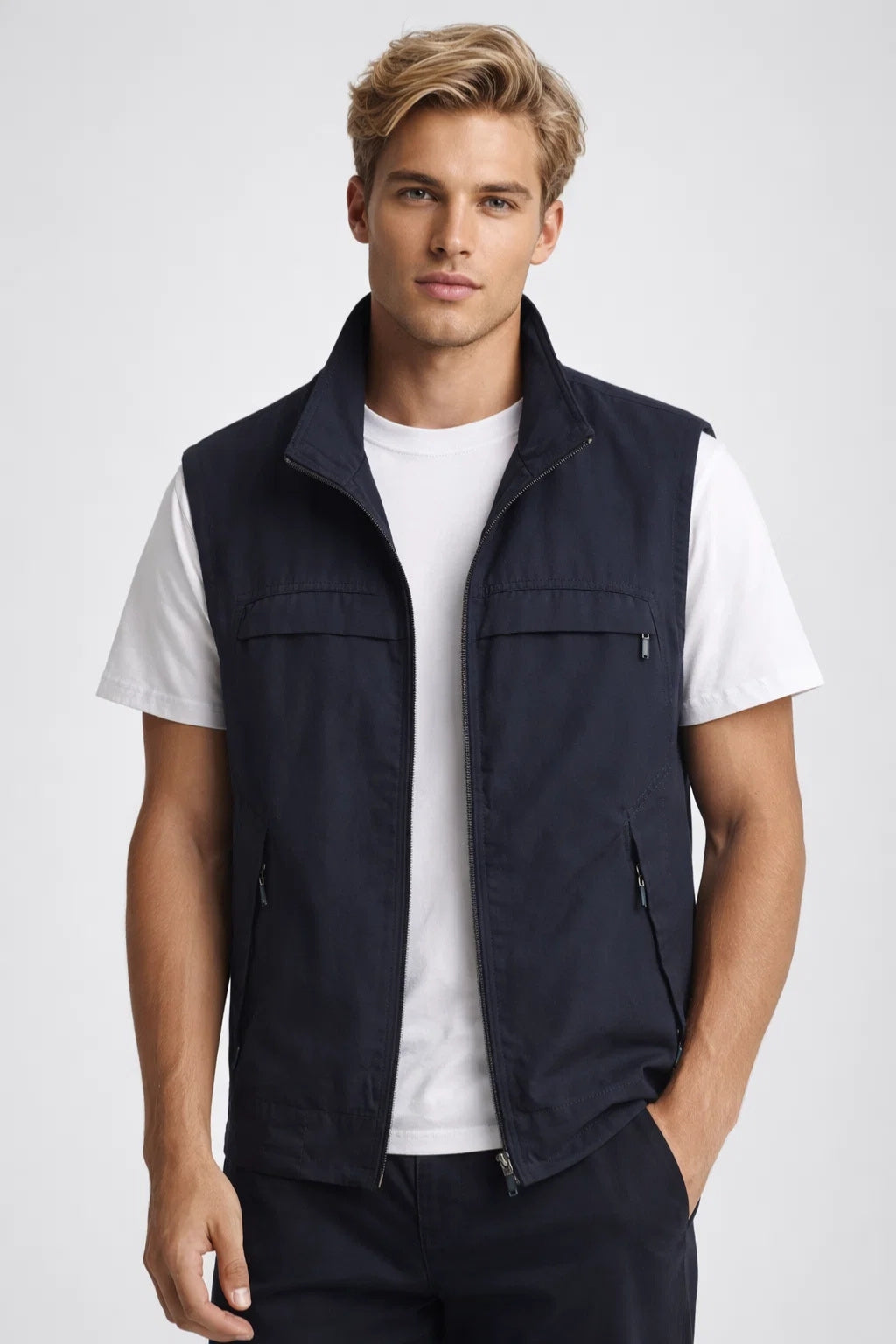 Gilet utilitaire sans manches zippé multipoches