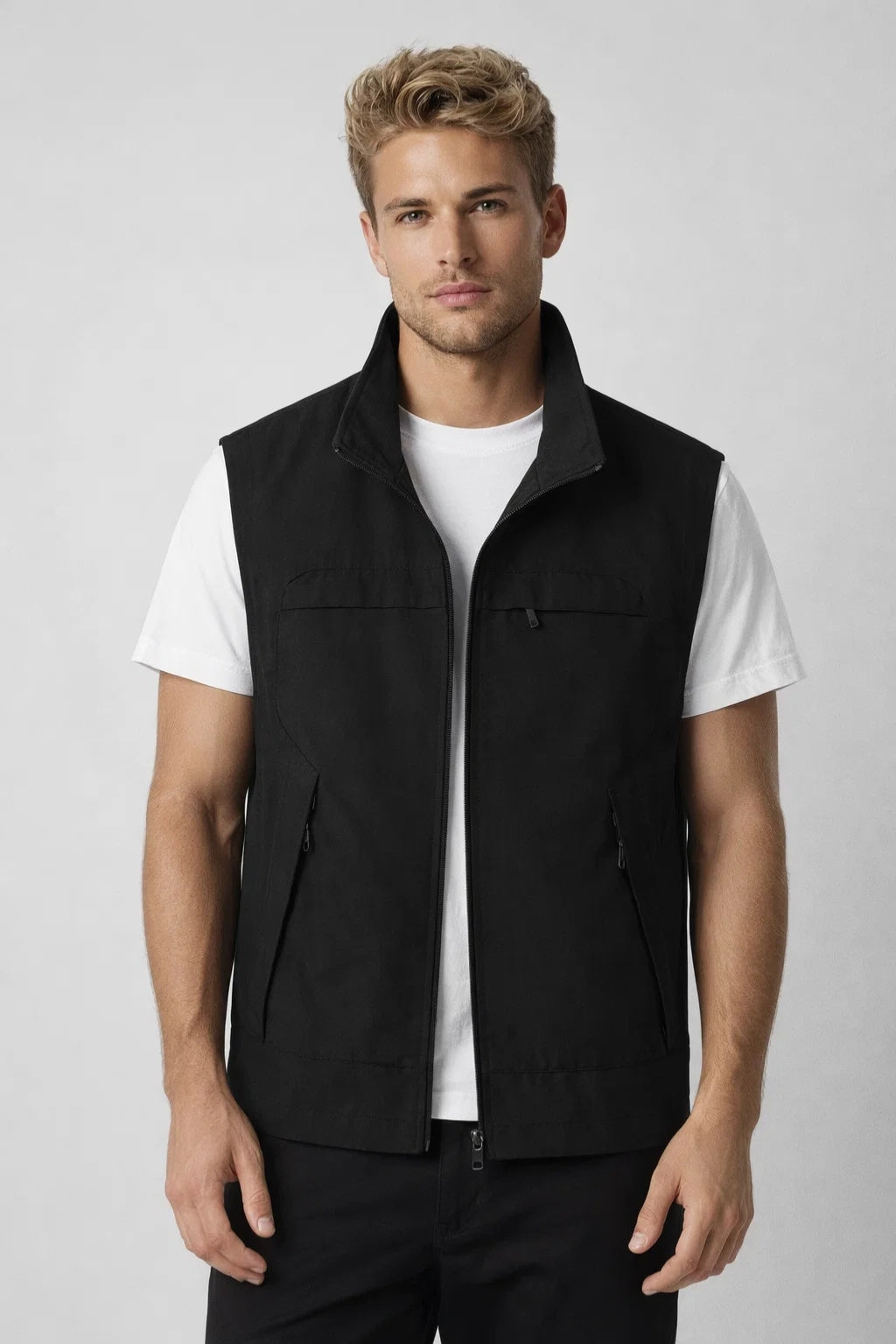 Gilet utilitaire sans manches zippé multipoches