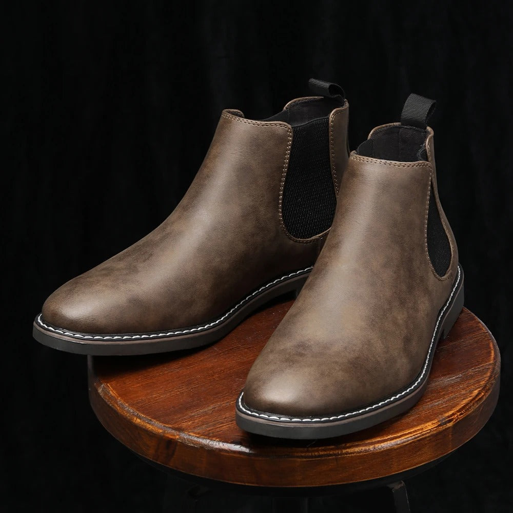 Bottes Chelsea lisses à tige montante empiècements élastiques languette arrière homme – Royan