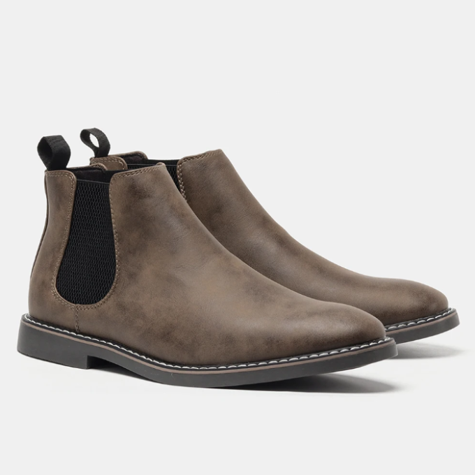 Bottes Chelsea lisses à tige montante empiècements élastiques languette arrière homme – Royan