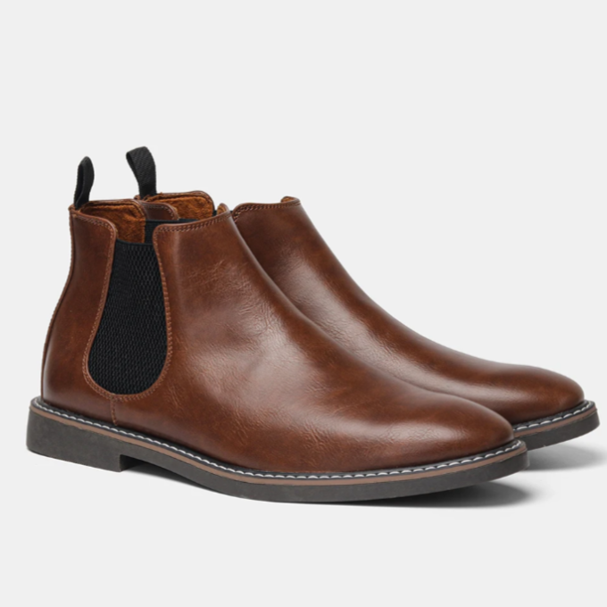 Bottes Chelsea lisses à tige montante empiècements élastiques languette arrière homme – Royan
