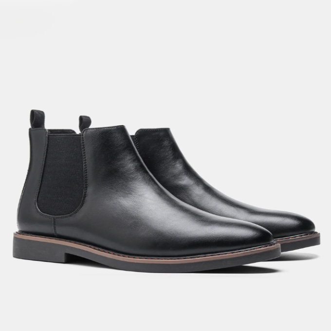 Bottes Chelsea lisses à tige montante empiècements élastiques languette arrière homme – Royan