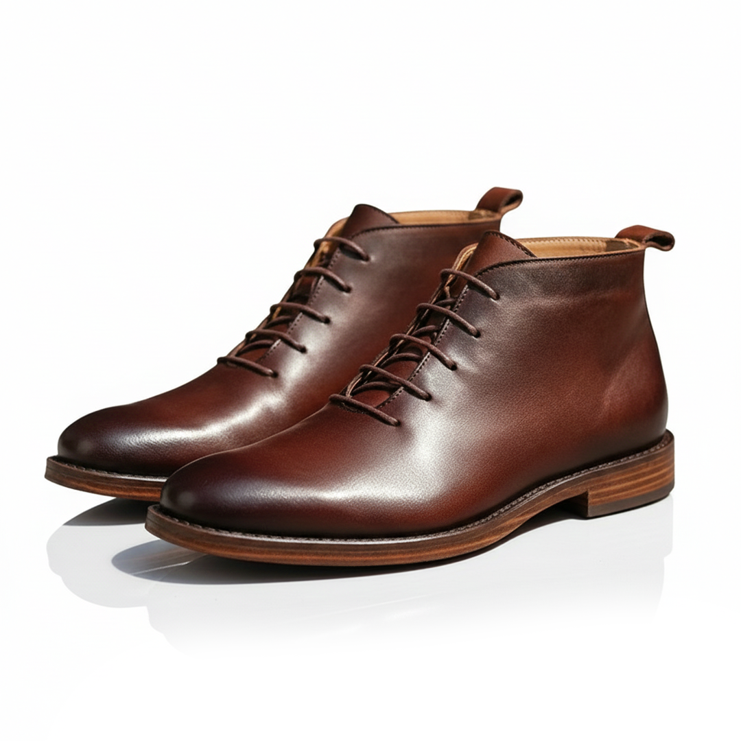Bottes à lacets tige montante empeigne lisse bout rond homme – Gien