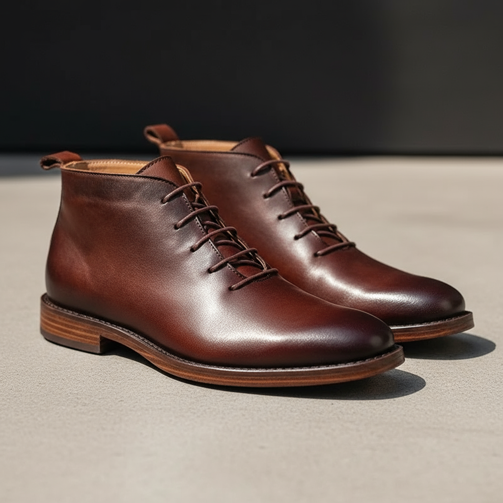Bottes à lacets tige montante empeigne lisse bout rond homme – Gien