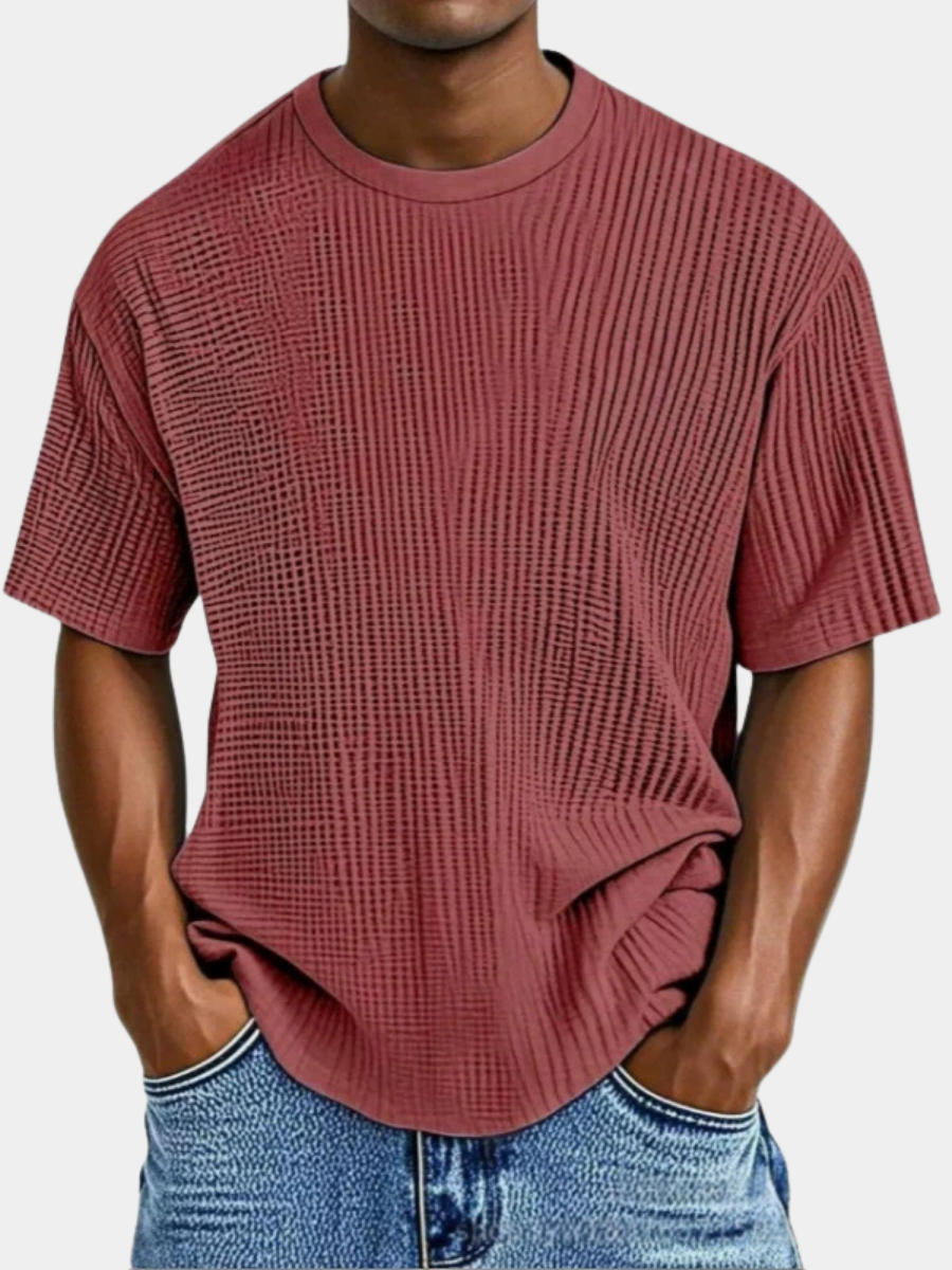 T-shirt col rond maille gaufrée