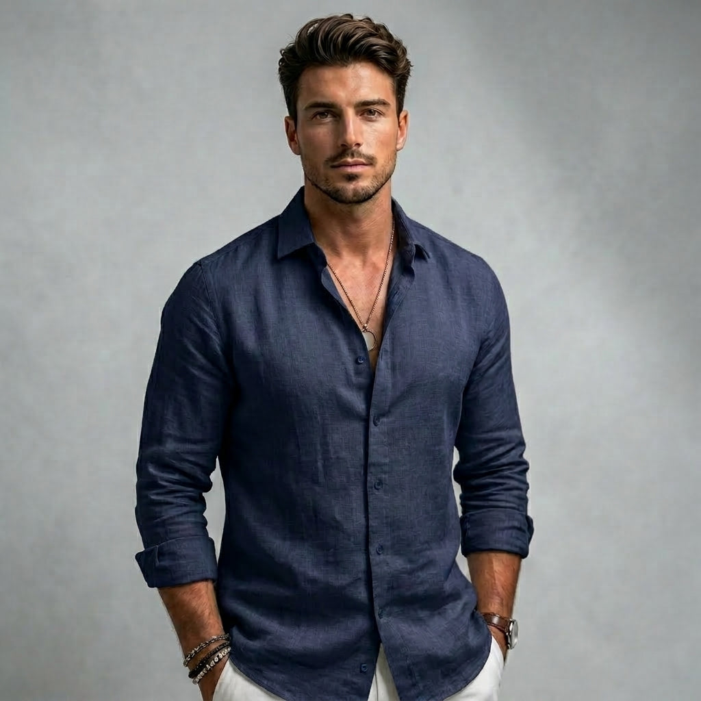 Chemise unie manches longues col classique