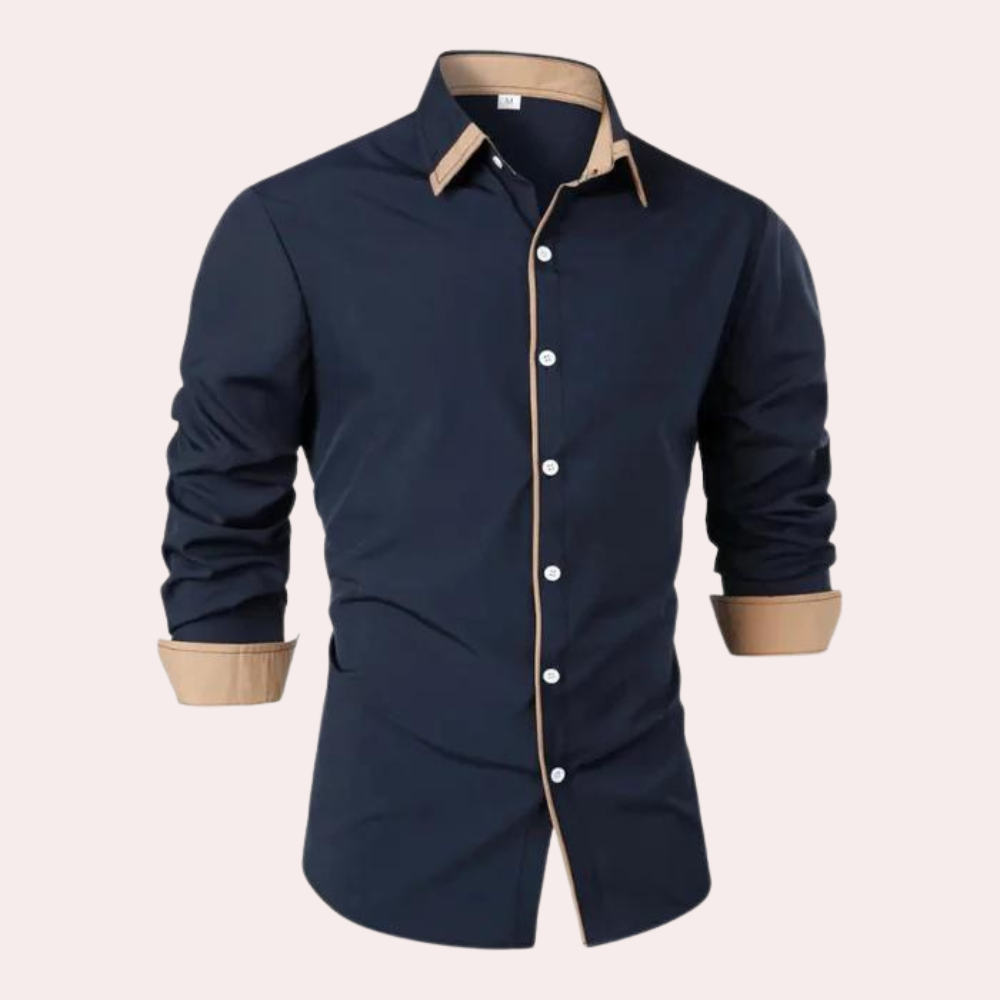 Chemise slim liserés contrastés col intérieur finition soignée homme – Auvers
