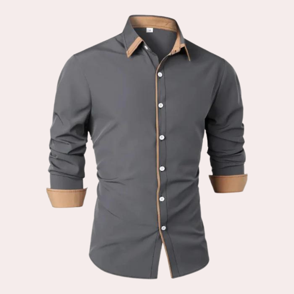 Chemise slim liserés contrastés col intérieur finition soignée homme – Auvers