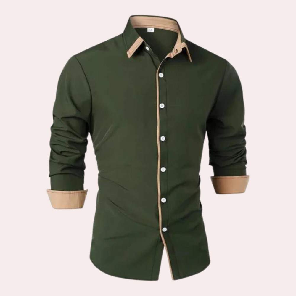 Chemise slim liserés contrastés col intérieur finition soignée homme – Auvers