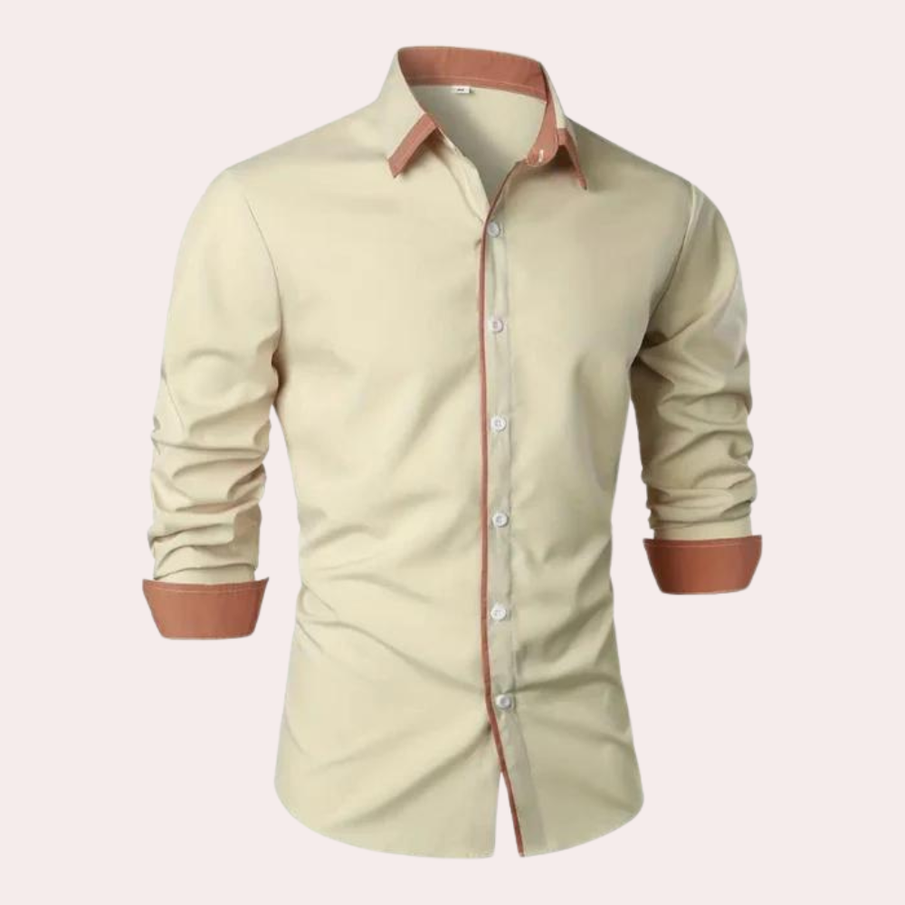 Chemise slim liserés contrastés col intérieur finition soignée homme – Auvers