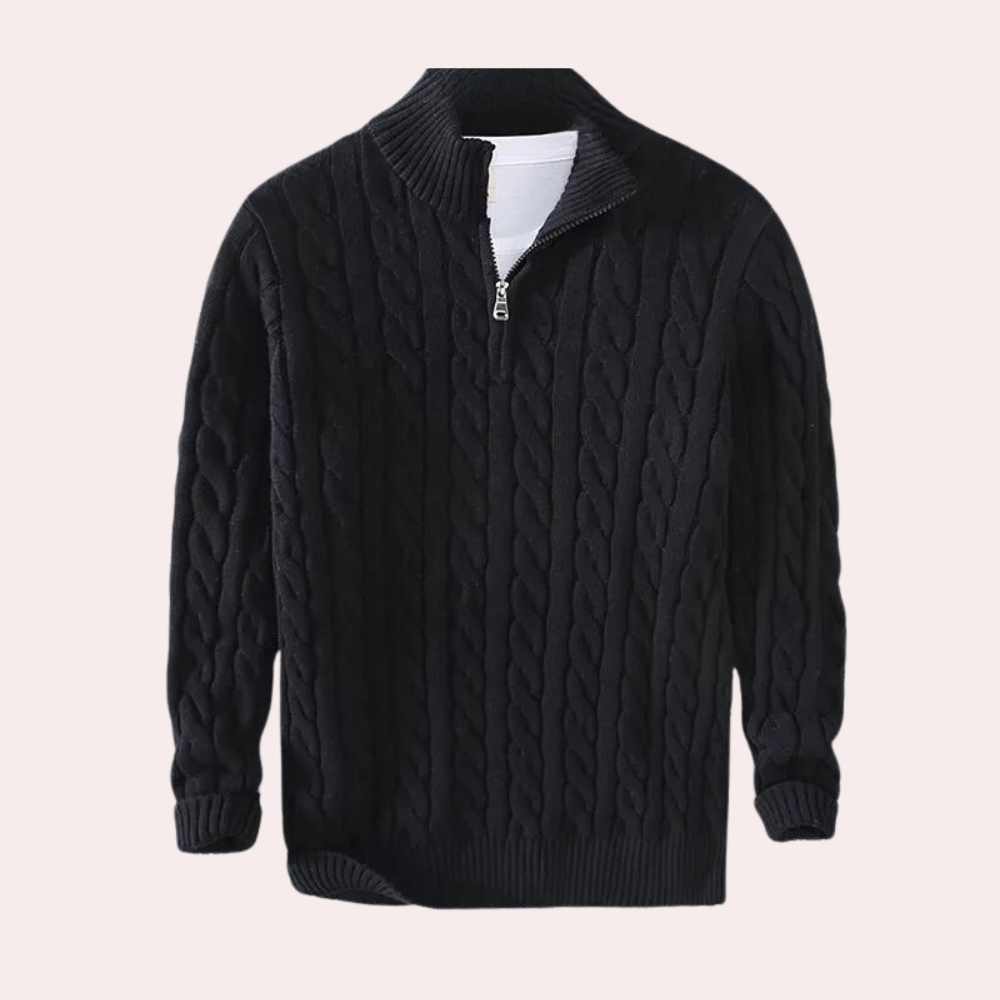 Pull demi-zip cachemire maille torsadée au chic discret homme – Laye