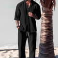 Ensemble en lin chemise et pantalon décontracté deux pièces homme – Erdeven