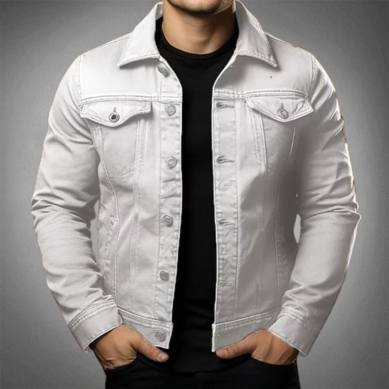 Veste en jean moderne coupe actuelle décontractée homme – Rochecorbon