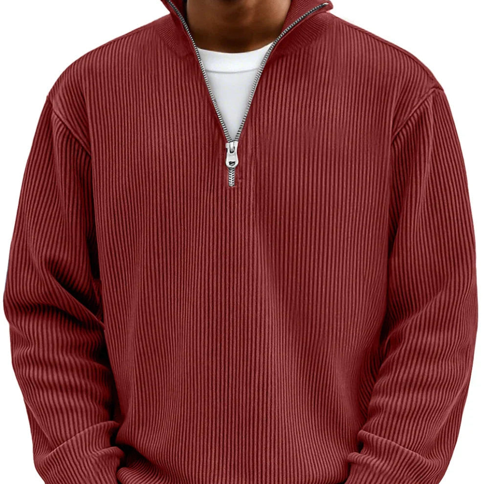 Pull col zippé en maille structurée