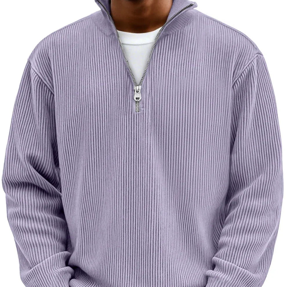 Pull col zippé en maille structurée