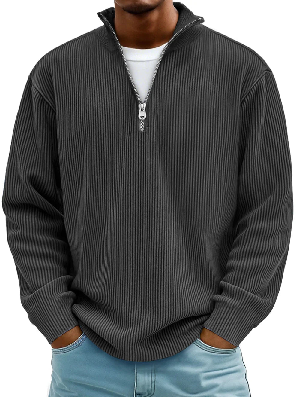 Pull zippé en maille coupe confortable au style intemporel homme – Vence