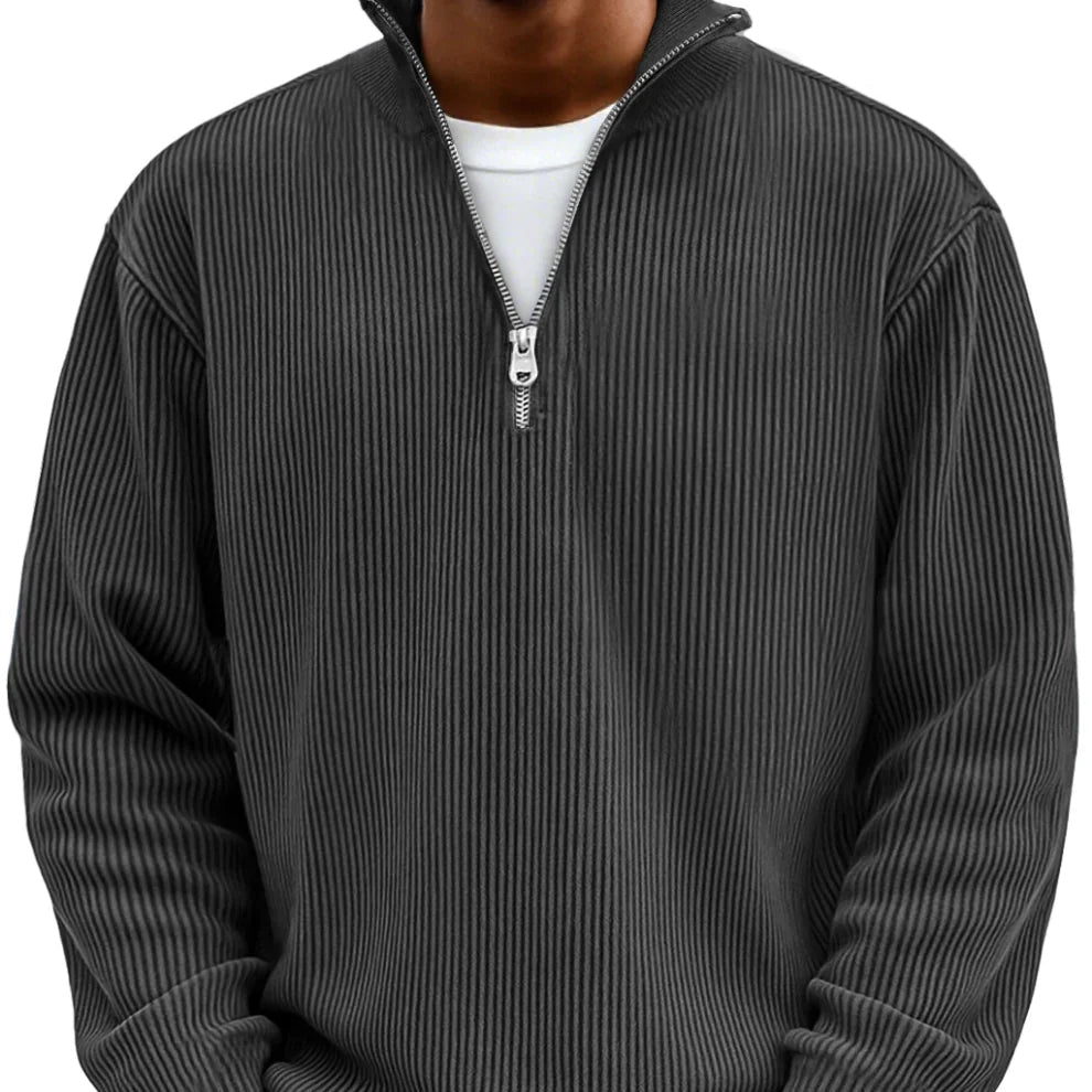 Pull col zippé en maille structurée