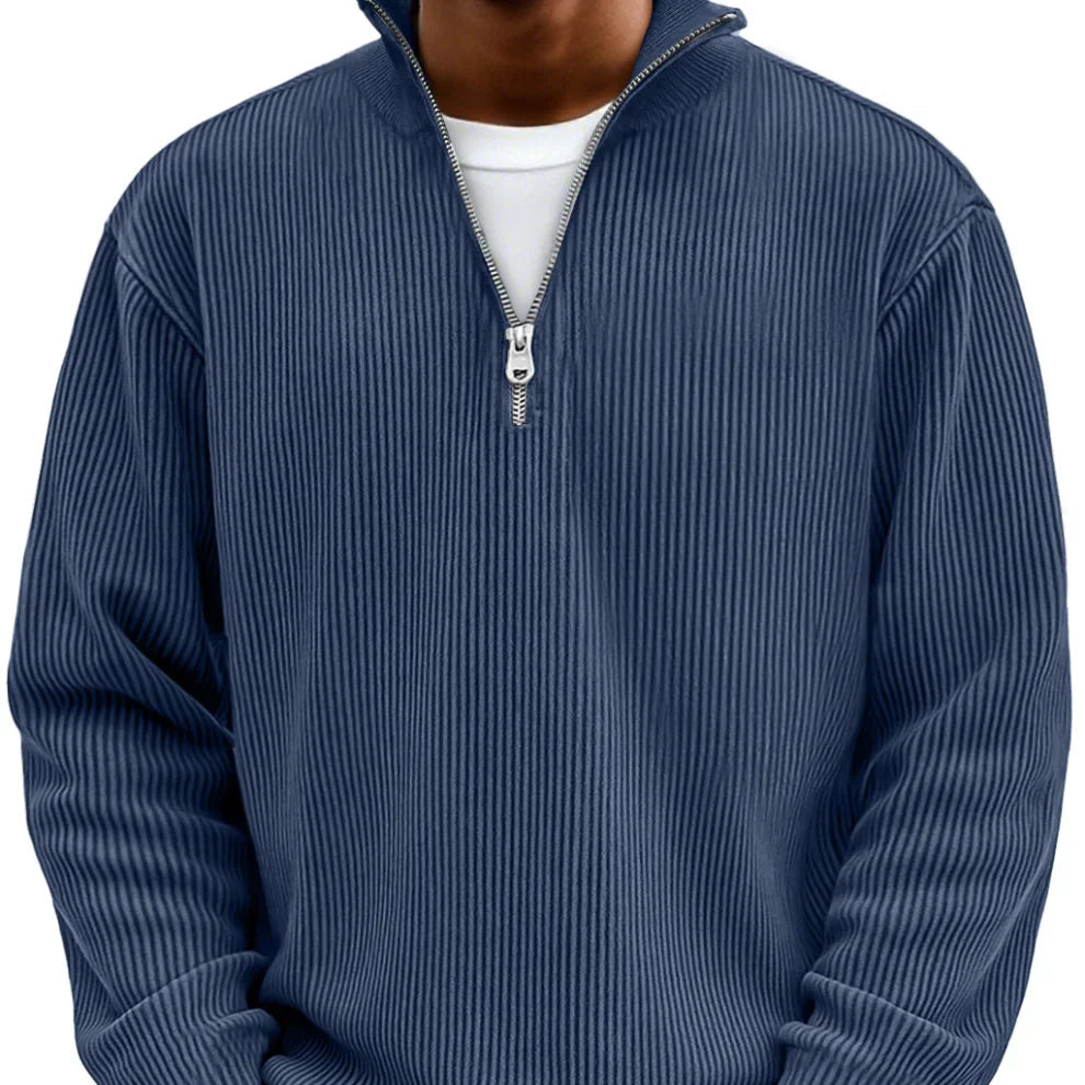 Pull col zippé en maille structurée